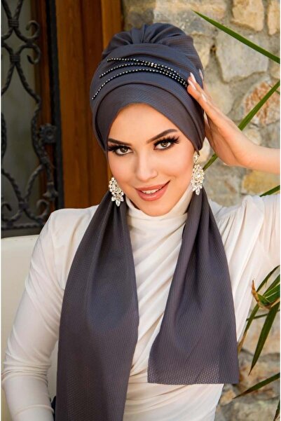 Aişe tesettür Βραδινό φόρεμα με καπέλο με καπνιστή πέτρα