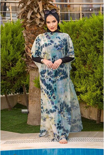 Aişe tesettür Turquoise Tie-Dye Patterned Hijab Pareo