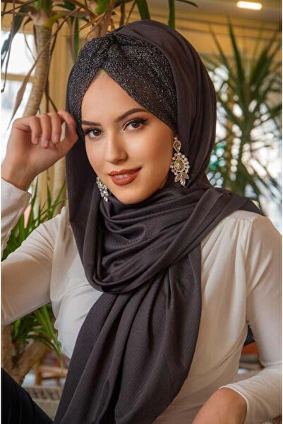 Aişe tesettür Smoked Sparkling Pattern Twist Ready Shawl