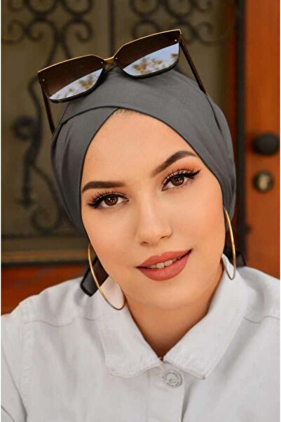 Aişe tesettür Füme Çapraz Deniz - Havuz Bonesi