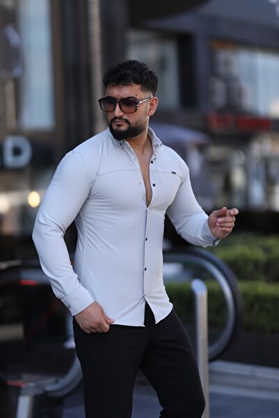 L-KOM Slim Fit Uzun Kollu Klasik Yaka Düğmeli Gömlek - Şık & Günlük Kombin
