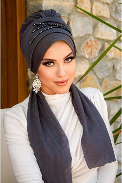 Aişe tesettür Βραδινό φόρεμα με καπέλο με καπνιστή πέτρα
