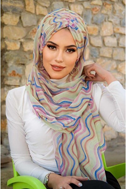 Aişe tesettür Soft Tonlamalı Geometrik Desen Hazır Şal