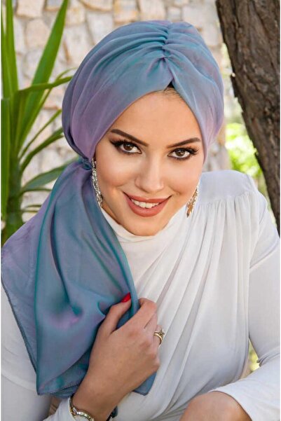 Aişe tesettür Turquoise Lilac Janjan Chiffon Buckle Bonnet