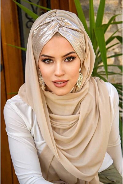 Aişe tesettür Sand Beige Twisted Ready Shawl