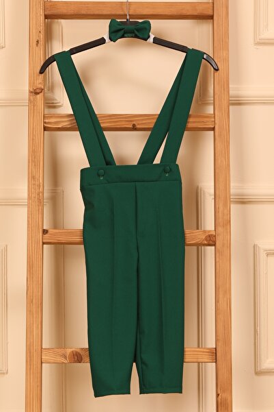 KÜÇÜĞÜM BUTİK Emerald Green Salopet Pants and Bow Tie (Salopet-Bowknot)