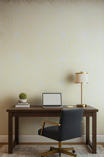 UKAB DEKOR 30x60 cm Kendinden Yapışkanlı Esnek Köpük Gold Şeritli Pvc Mermer Panel Banyo WC Mutfak TJ011