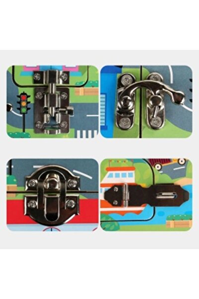 Picodino Busy Board din Lemn cu Siret si Incuietori - Vehicule