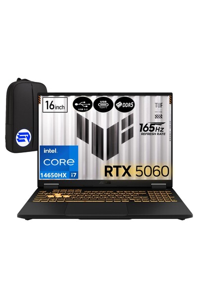 ASUS Tuf Gamıng F16 FX608JMR-RV067EP11 Intel I7-14650HX 64GB Ram 2tb SSD RTX5...
