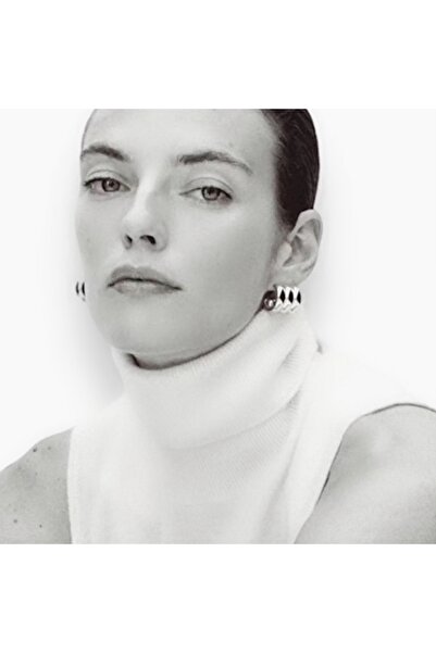 Heppii Üç Sıra Çoklu Görünüm Bombeli Çelik Küpe Silver Renk