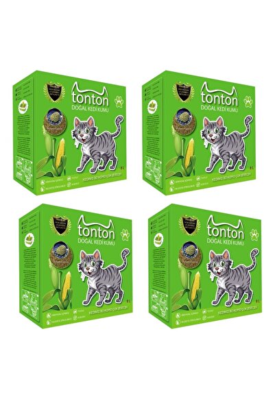 Tonton Mısır Koçanı Granülü Topaklaşan Doğal Kedi Kumu 8 Lt x 4 ADET