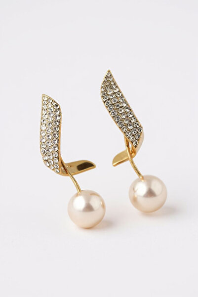 maia Elegant Design Pearl Rhinestone Earrings