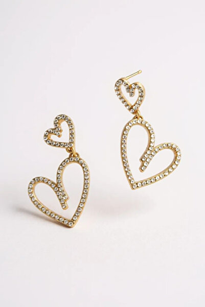 maia أقراط على شكل قلب من حجر الذهب للاستخدام اليومي والسهرة