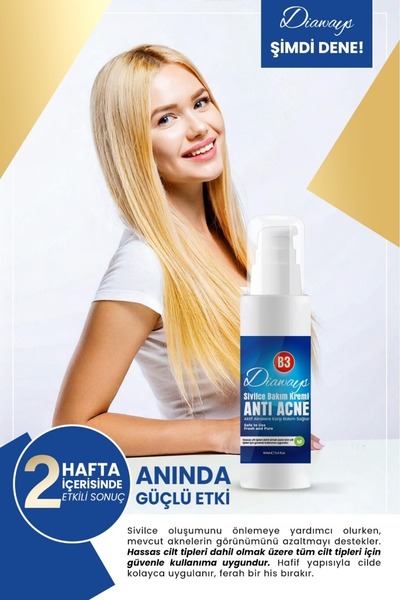 DİAWAYS Sîvîlce ve Âkne Karşıtı,Sivilceye ve Akneye karşı kurutucu önleyici cilt Bakım Yenileyici Kremi