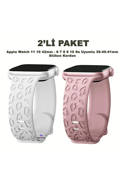 Dexmon Apple Watch 11 10 42mm – 6 7 8 9 Se Uyumlu 38-40-41mm Leopar Desenli 2...