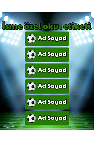 Studio D arte DIY KIT İsme Özel Futbol Temalı Okul Etiketi Defter Kitap İçin ...