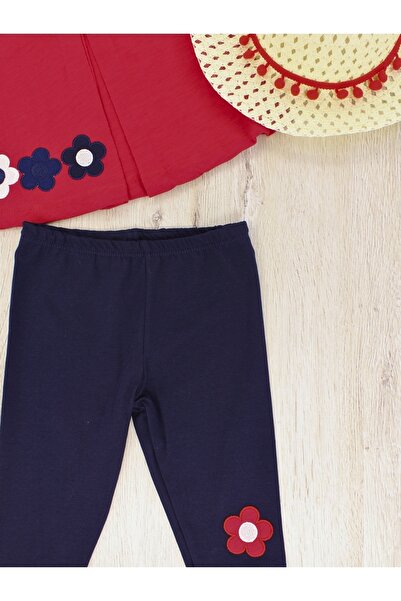 EYMİRGİYİM Straw Hat Flower Embroidered Baby Girl Children's Short Sleeve 3-Piece Set 9-12Months, 12-18Months, 1-2Years, 2-3Years