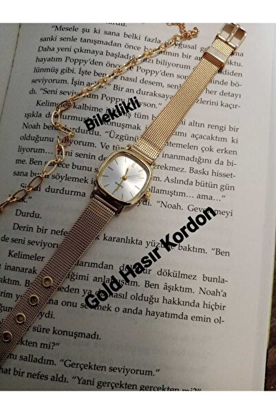 QUARTZ ساعة بسوار من الخيزران وعلبة ذهبية بسيطة مع سوار bb0021