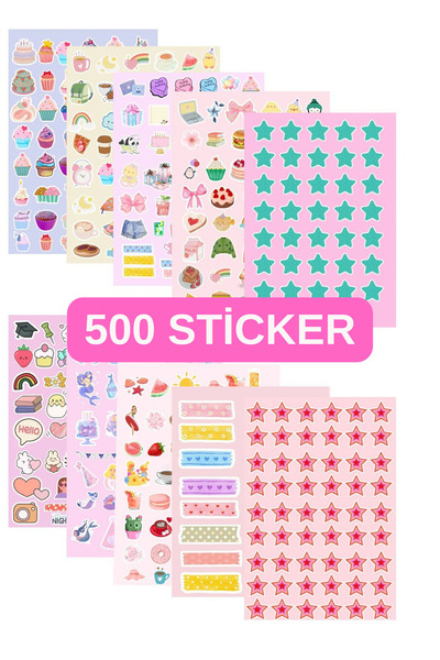 Panda 500 Adet Sticker - Eğlenceli Sticker Seti - Ajanda, Günlük, Planlayıcı,...