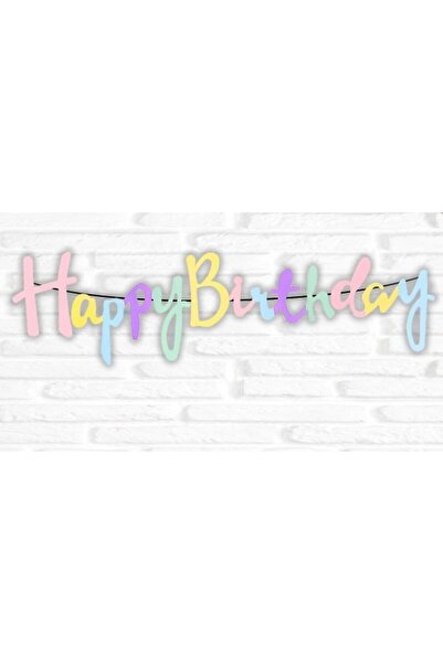 asöy Happy Bİrthday Makaron Kaliğrafi Banner Doğum günü Yazısı Makaron konsept Doğum günü