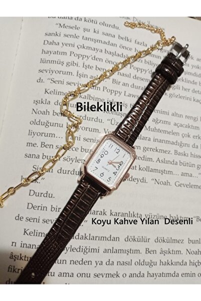 LA BOSS ساعة يد نسائية ذات تصميم ريترو بأرقام مينيمال وحزام بني داكن bb0133