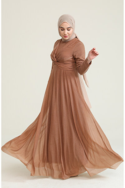 sefamerve Βραδινό φόρεμα Milk Coffee Glitter - 5397-16