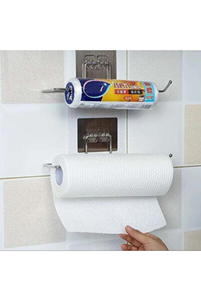 OEM Suport autoadeziv prosoape hartie, Inox, 22 cm, Argintiu