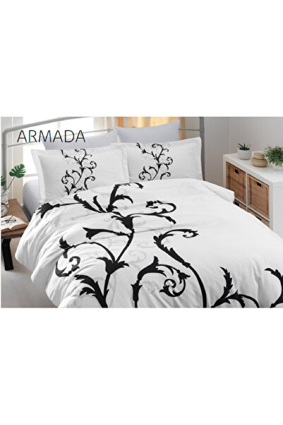 Ecosse Armada The Serisi Çift Kişilik Saten Nevresim Takımı - Siyah Beyaz