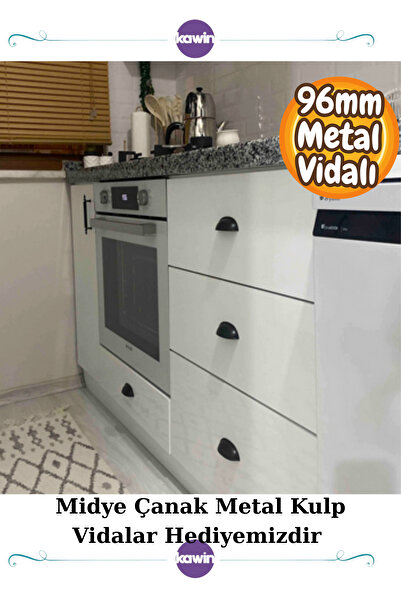 Kawin Mâner metalic pentru dulap, 96 mm (9,6 cm), negru mat, mâner pentru mobilier pentru dulap