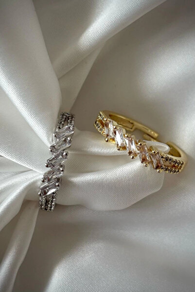 Leo'Stone Premium Series Fivestone Model Cross Baguette Zircon Stone Design Adjustable Women's Steel Ring