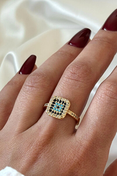 Leo'Stone خاتم نسائي بتصميم خرز عين الشر من حجر الزركون قابل للتعديل