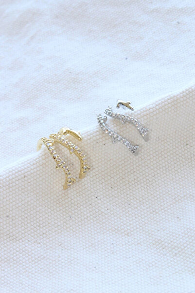 Leo'Stone Çoklu Görünüm Zirkon Taşlı Sarmaşık Model Earcuff Kıkırdak Küpe