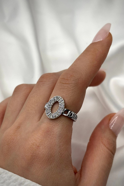 Leo'Stone خاتم نسائي من الفولاذ بتصميم جديد للموسم الجديد، مرصع بالزركون بالك...