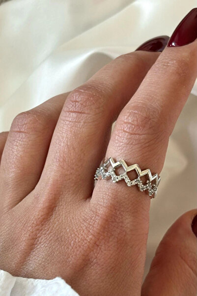 Leo'Stone خاتم نسائي قابل للتعديل بحجر الزركون بتصميم مموج