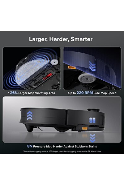 Roborock , Sıcak Su ile Mop ve Evcil Hayvan Dostu (Siyah)