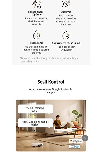 Xiaomi İstasyonlu Kendini Temizleyen 6000pa Sesli Kontrol -gelişmiş Süpürme Ve Paspas Akıllı Robot Süpürge