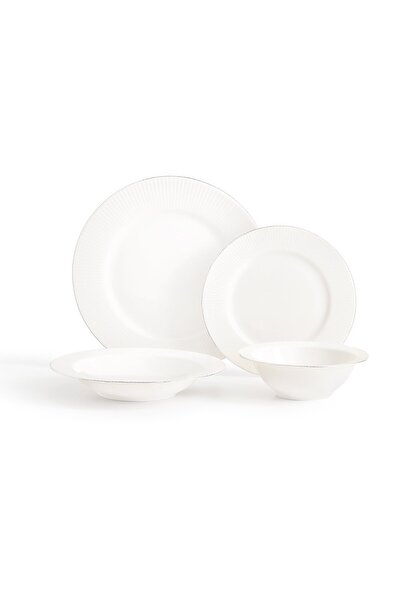Madame Coco Grace 24-teiliges Tafelservice für 6 Personen - Weiß/Silber