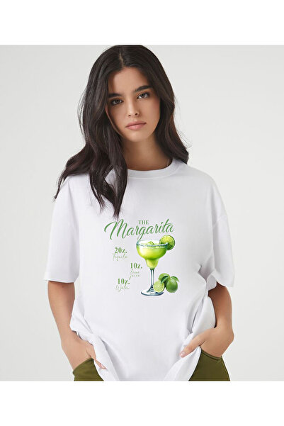 ASELİNDA تي شيرت مارغريتا ليمون مطبوع من القطن برقبة دائرية