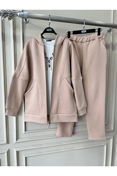 merysare Hooded Zippered Pocket Women's Basic Set - Three Thread Raster (color)