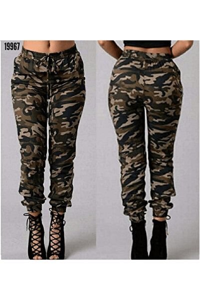 rengamoda Rengastyle Beli Lastikli Kamuflaj Desen Kargo Pantolon