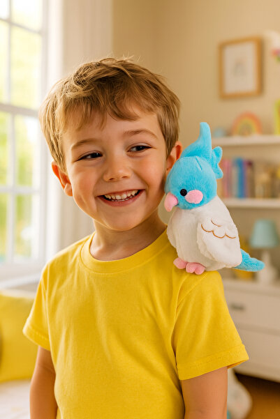 hak-iş oyuncak Müzikli Eğlenceli Dans Eden 25 Cm Peluş Papağan – Sarı Beyaz (Yürüyen, Ses Kayıtlı, Müzikli)