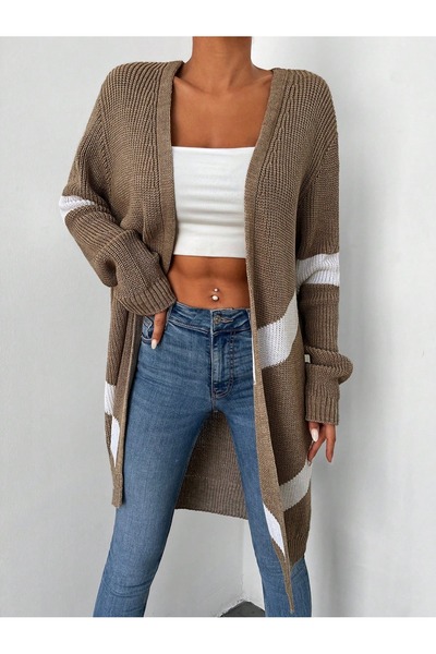 rengastyle Cardigan lung de tricotaj supradimensionat blocat, cu talie confor...