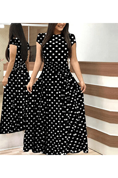 ahanora فستان من قماش الكريب المنقط بطول كامل