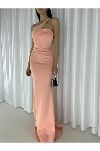 ahanora فستان سهرة نسائي من قماش سكوبا بياقة متقاطعة وحزام على شكل سمكة (لون)