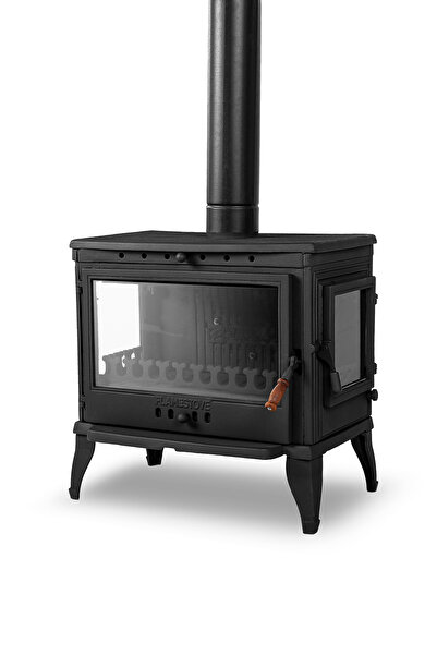 flamestove Retro Lüx 3 Camlı Yan Kapaklı Şömine Döküm Soba FS-042YK