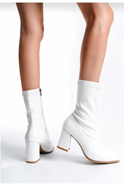 Shopping Line Cizme lungi cu toc în stil elegant, cu fermoar, pentru femei YSC Lussi, albe