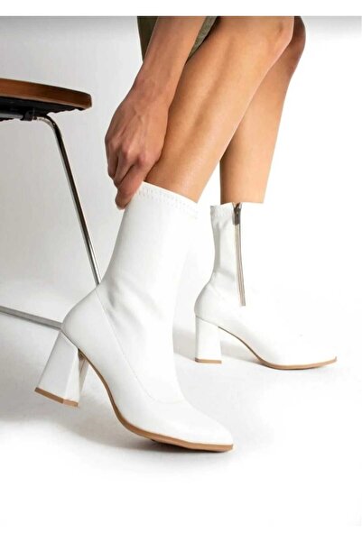 Shopping Line Cizme lungi cu toc în stil elegant, cu fermoar, pentru femei YSC Lussi, albe