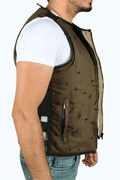 TOM FREE DENIM GİYİM Sports Camouflage Vest with Fur Inside 518Sy