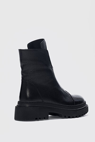 selinshoes Γυναικείες μπότες Mena από γνήσιο δέρμα με φερμουάρ στο μπροστινό μέρος - ΜΑΥΡΟ