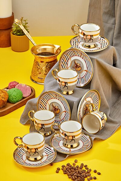 Cooker Gold Gilded 6-Piece Porcelain Coffee Cup Set – Stylish, High Quality and Luxury Design